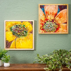 Plow & Hearth Wall Art>Bright Flowers Square Wall Décor, Set of 2, 12"