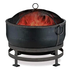 Plow & Hearth Fire Pits|Fire Pits>Bronze Cauldron Wood-Burning Fire Bowl Black