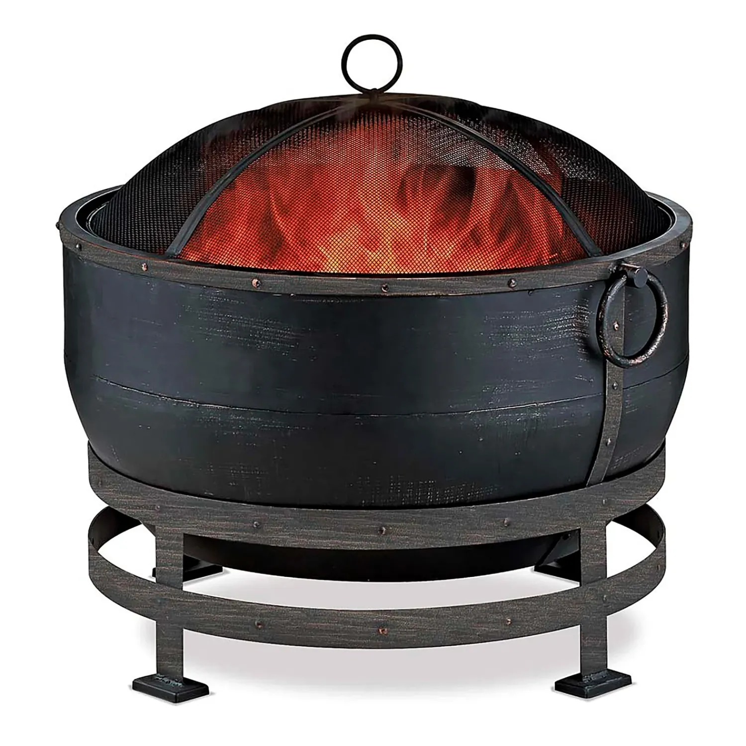 Plow & Hearth Fire Pits|Fire Pits>Bronze Cauldron Wood-Burning Fire Bowl Black