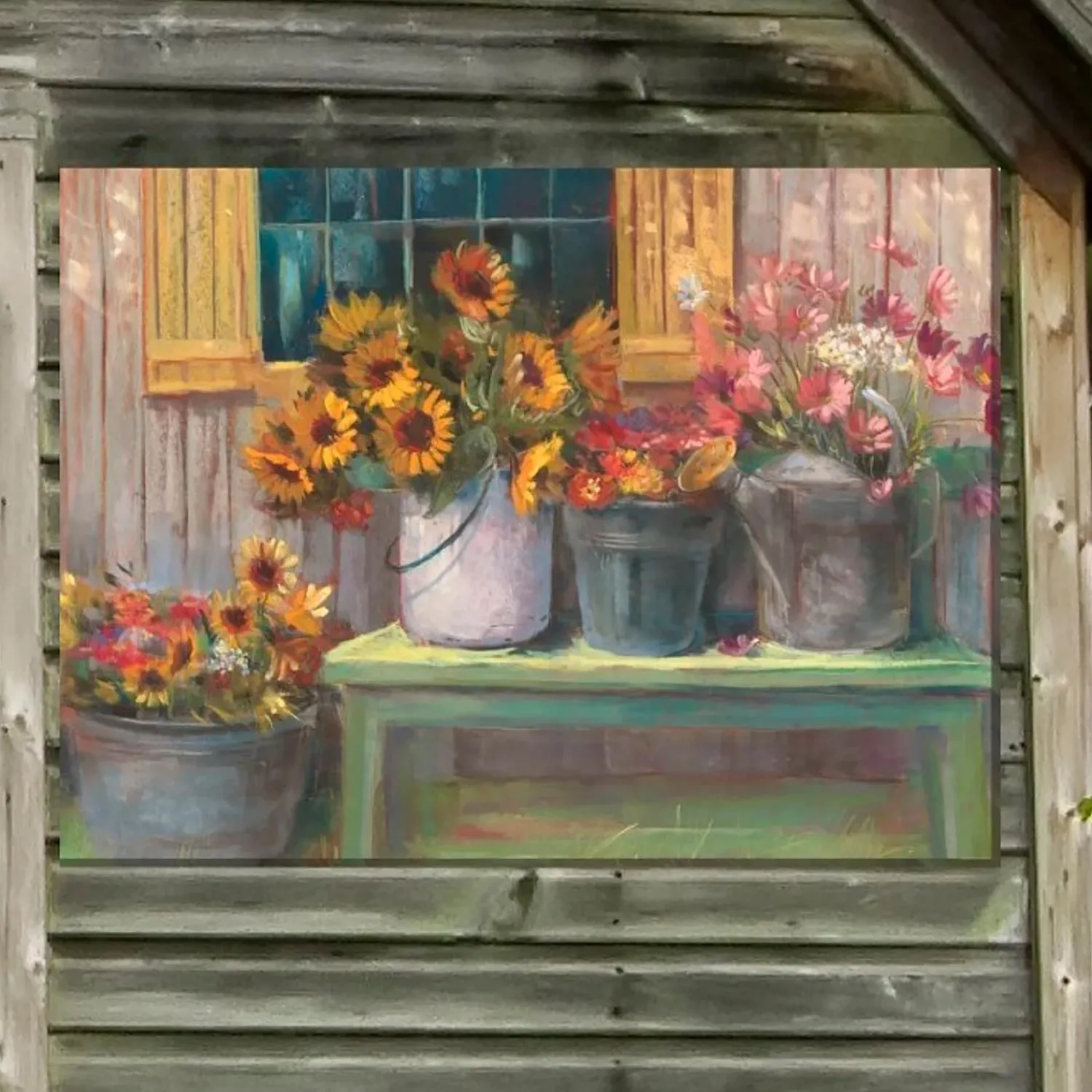 Plow & Hearth Outdoor Wall Art|Wall Art>Buckets Of Bliss Indoor/Outdoor Canvas Wall Art