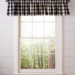 Plow & Hearth Curtain Panels|Insulated Curtains>Buffalo Check Rod-Pocket Cotton Valance, 90"W x 14"L