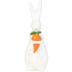 Plow & Hearth Decorative Accents>Bunny with Carrot Ceramic Table Decor, 12.5"H