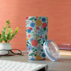 Plow & Hearth Travel Cups>Bursting Blossoms Floral Double Wall Stainless Steel Tumbler, 20oz, Gift Box