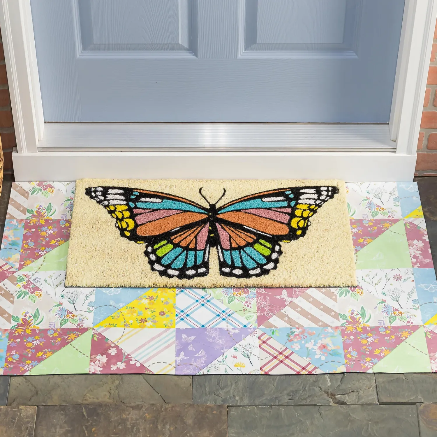 Plow & Hearth Coir Mats>Butterfly Fields Coir Mat