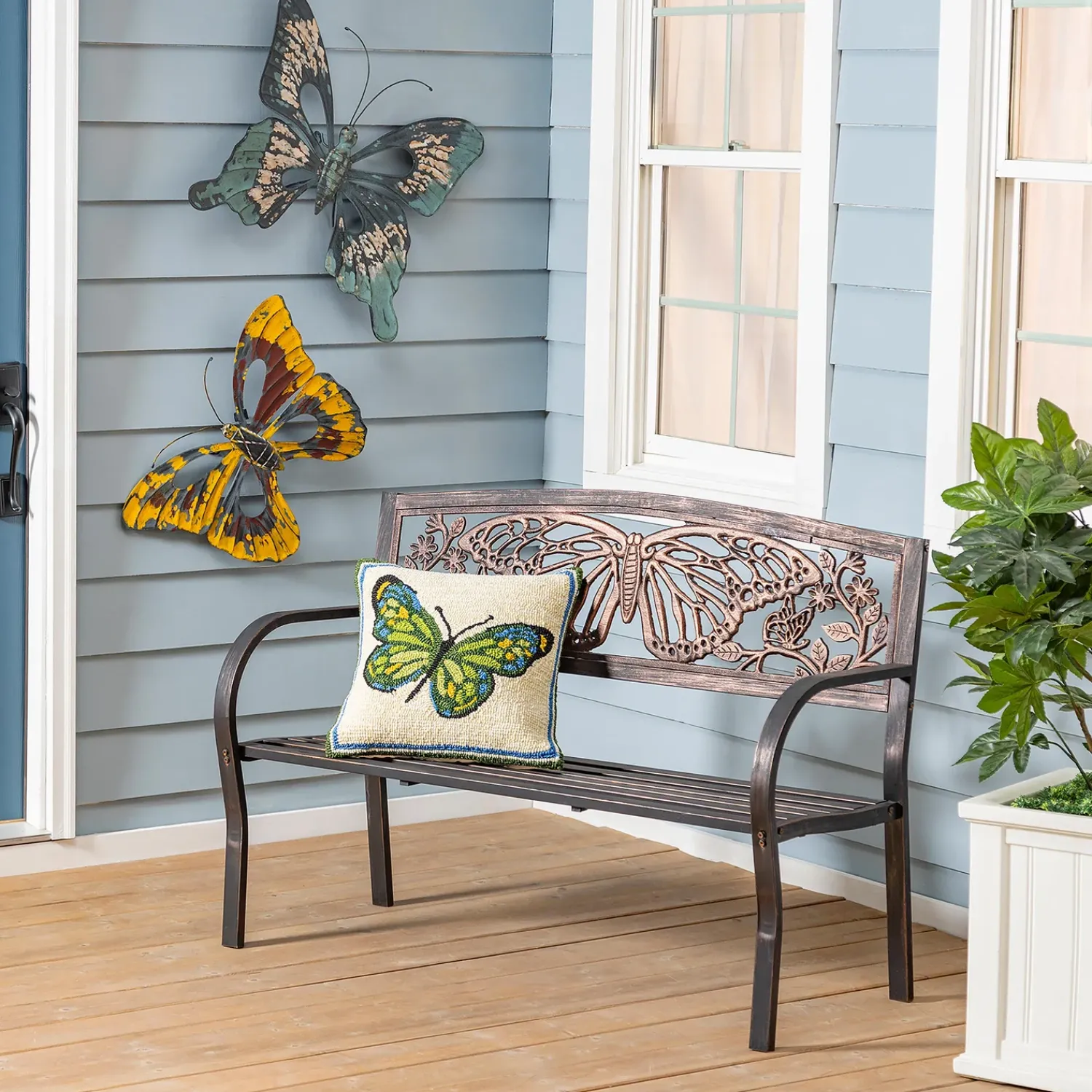 Plow & Hearth Outdoor Benches>Butterfly Metal Garden Bench