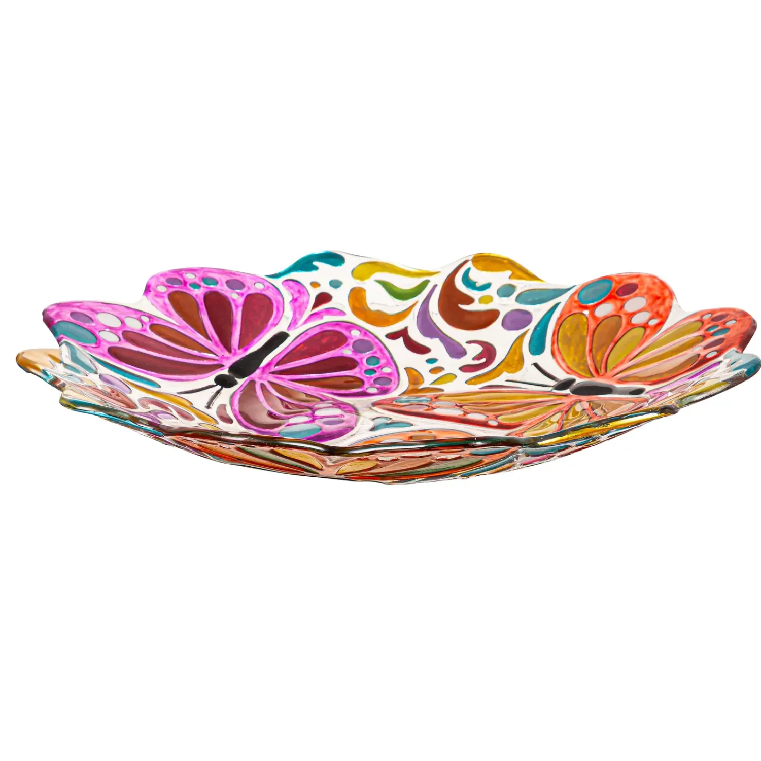 Plow & Hearth Birdbaths>Butterfly Sculpted Glass Birdbath Basin
