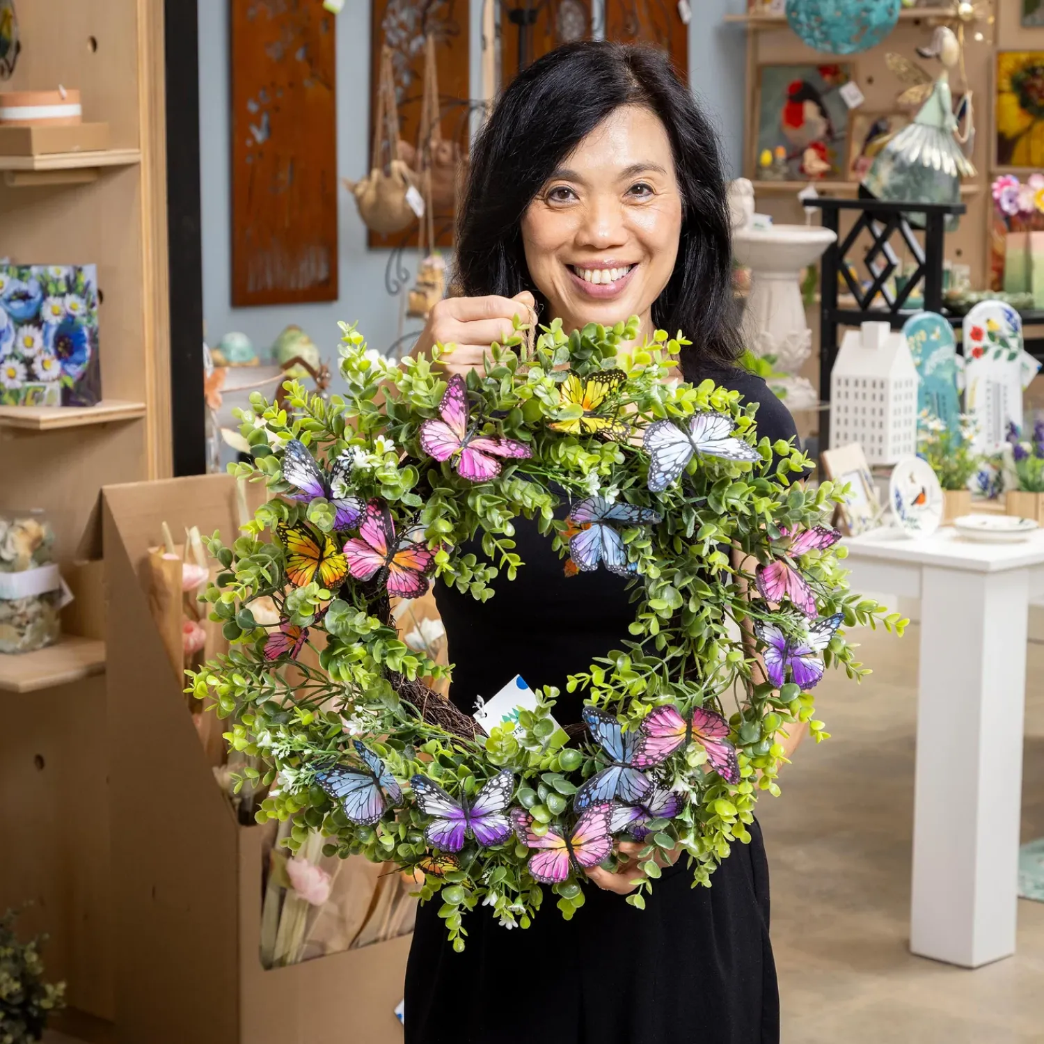Plow & Hearth Wreaths|Faux Flowers & Plants>Butterfly Wreath, 20"