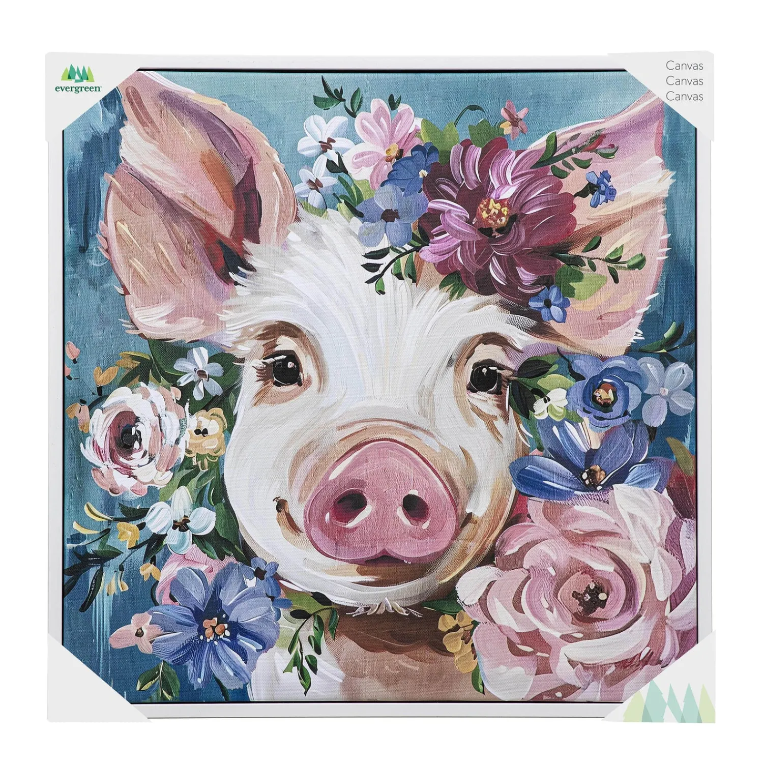Plow & Hearth Wall Art>Canvas Wall Art with Wooden Frame, Pig, 24" L x 24" H
