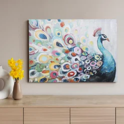 Plow & Hearth Wall Art>Canvas Wall Décor, Peacock, 28" L x 20" H