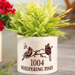 Plow & Hearth Planters & Plant Stands>Cardinal Address Stoneware Crock Red