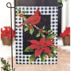 Plow & Hearth Garden Flags>Cardinal & Holly Suede Garden Flag
