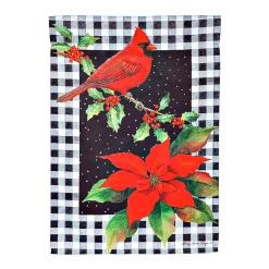 Plow & Hearth Garden Flags>Cardinal & Holly Suede Garden Flag