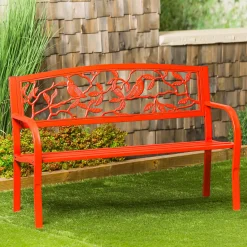 Plow & Hearth Outdoor Benches>Cardinals Metal Garden Bench, Red