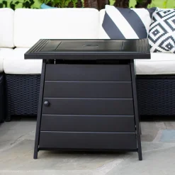 Plow & Hearth Fire Pits|Fire Pits>Cason Outdoor LP Gas Fire Pit with Steel Mantel, 28"