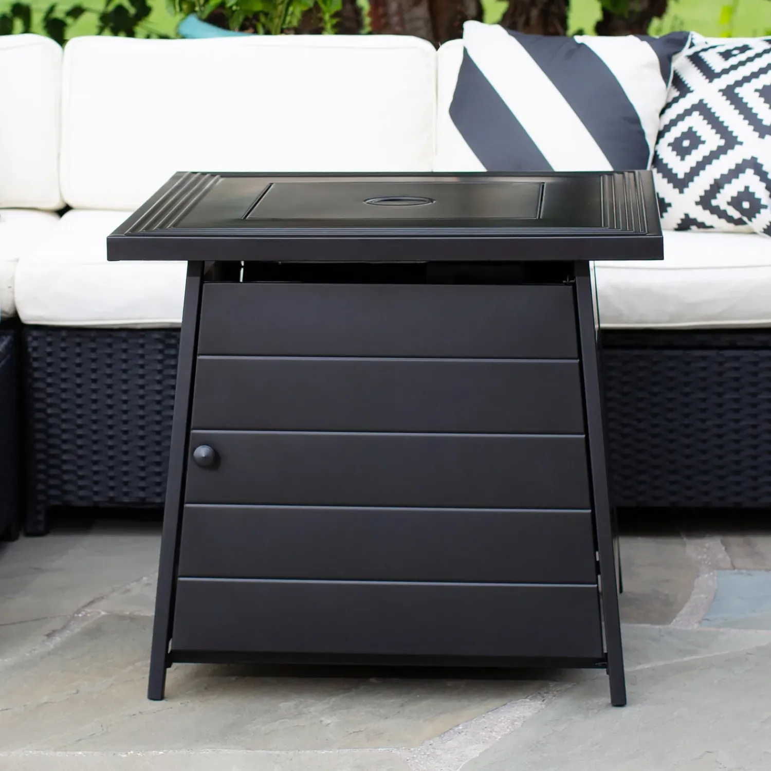Plow & Hearth Fire Pits|Fire Pits>Cason Outdoor LP Gas Fire Pit with Steel Mantel, 28"