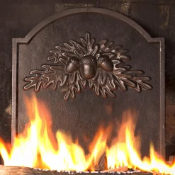 Plow & Hearth Fireplace Grates & Firebacks>Cast Iron Fireback with Oak Leaf Design
