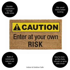 Plow & Hearth Coir Mats>Caution Coir Mat