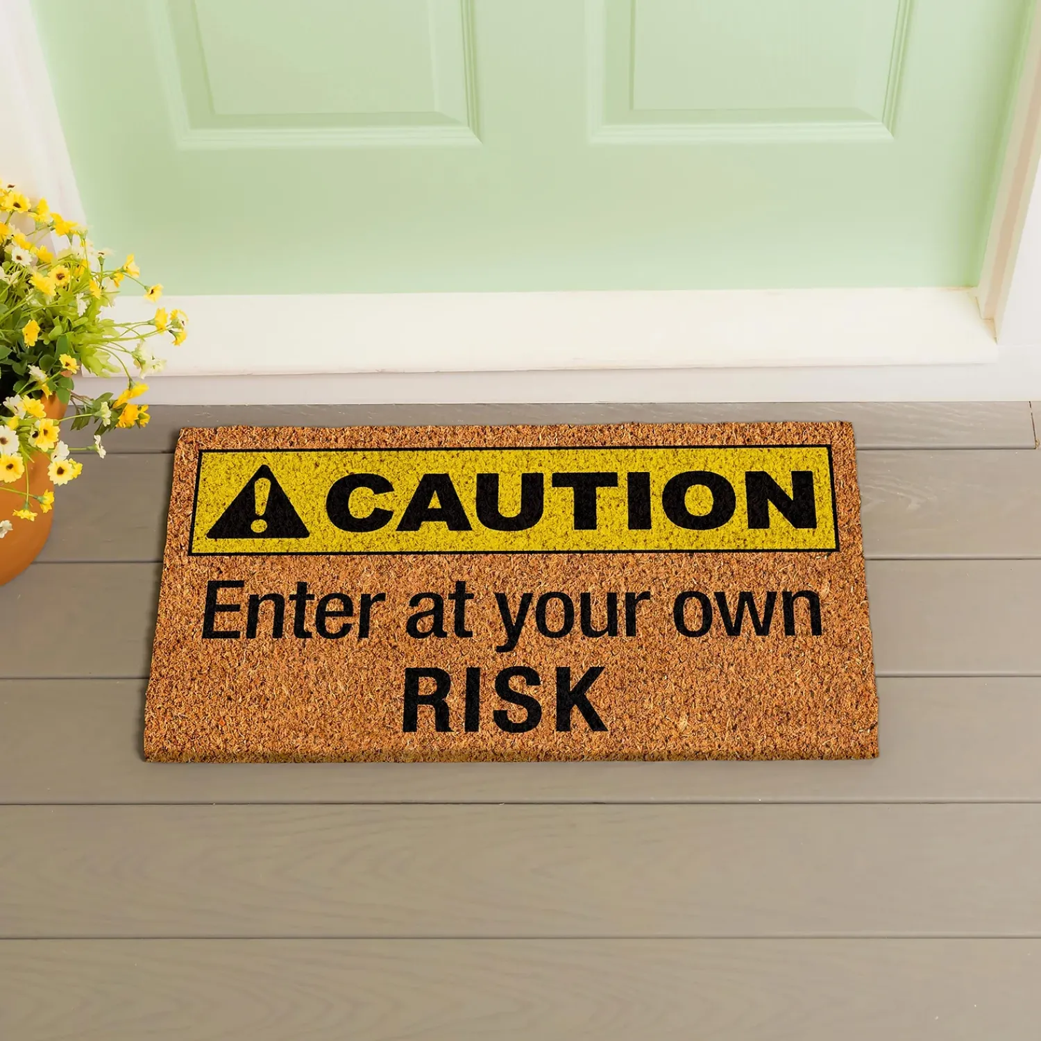 Plow & Hearth Coir Mats>Caution Coir Mat