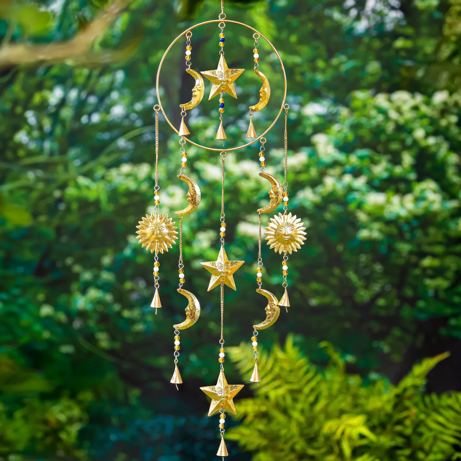 Plow & Hearth Wind Chimes & Mobiles>Celestial Wind Chime with Glass Beads