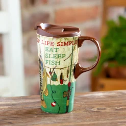 Plow & Hearth Travel Cups>Ceramic Travel Cup, 17 oz., Keep Life Simple