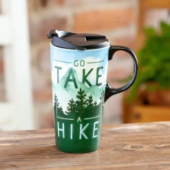 Plow & Hearth Travel Cups>Ceramic Travel Cup w/box, 17 OZ., Go Take a Hike