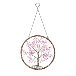 Plow & Hearth Wall Art>Cherry Blossom Tree Beaded Round Wall Décor