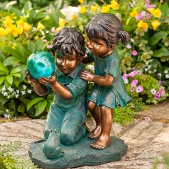 Plow & Hearth Garden Statues|Solar Accents>Children with Solar Ball Sculpture