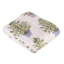 Plow & Hearth Throws & Blankets>Christmas Pine Sherpa Fleece Throw