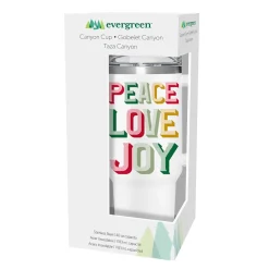Plow & Hearth Travel Cups>Christmas Vacation Tumbler Stainless-Steel Canyon Cup w/ Straw, Peace Love Joy, 40oz, Gift Box