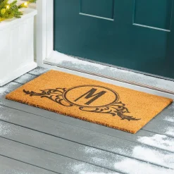 Plow & Hearth Coir Mats>Circle Swirl Monogram Coir Door Mat, 16" x 28"