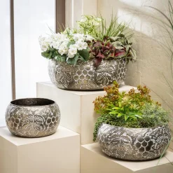 Plow & Hearth Planters & Plant Stands>Circular Embossed Planter, Nested Set of 3
