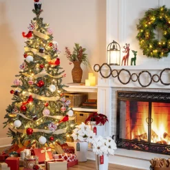 Plow & Hearth Lighted Trees & Garlands>Classic Cardinal Complete Christmas Tree Kit with 250 Lights and 140 Decorations, 7½'H