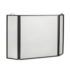 Plow & Hearth Tri-Panel Fireplace Screens>Classic Tri-Fold Flat-Guard Fire Screen Black