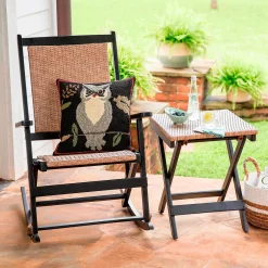 Plow & Hearth Chairs & Rockers|Rockers & Gliders>Claytor Folding Eucalyptus Outdoor Rocking Chair Black