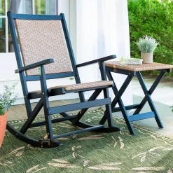 Plow & Hearth Chairs & Rockers|Rockers & Gliders>Claytor Folding Eucalyptus Outdoor Rocking Chair Black