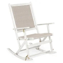 Plow & Hearth Chairs & Rockers|Rockers & Gliders>Claytor Folding Eucalyptus Outdoor Rocking Chair Ivory