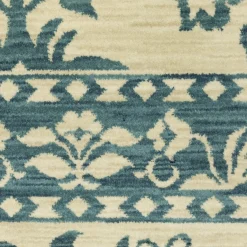 Plow & Hearth Area Rugs>Clover Hill Porcelain Polypropylene Rug, 5'3" x 7'6" Blue/Ivory