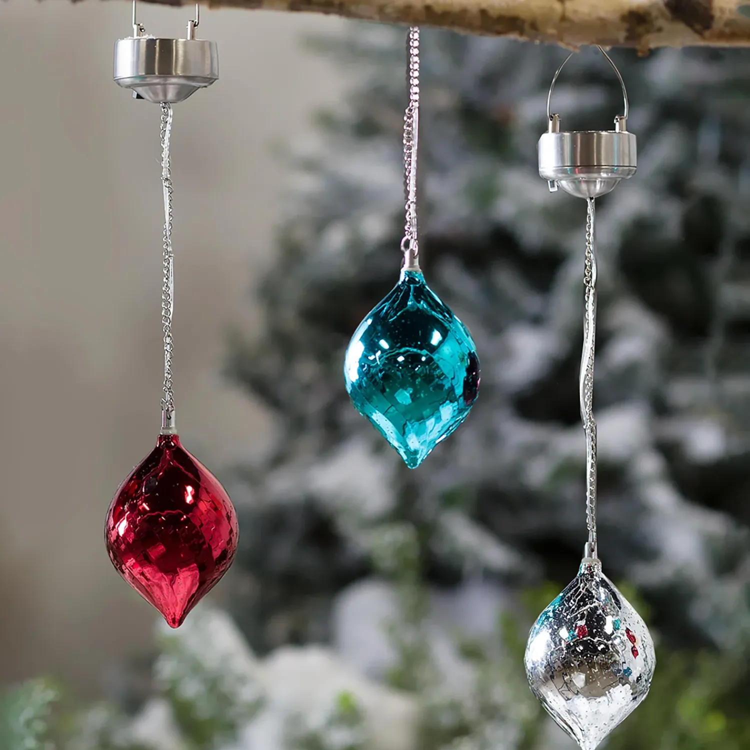 Plow & Hearth Garden Path Lighting>Color Changing Mercury Glass Solar Ornaments, Set of 3