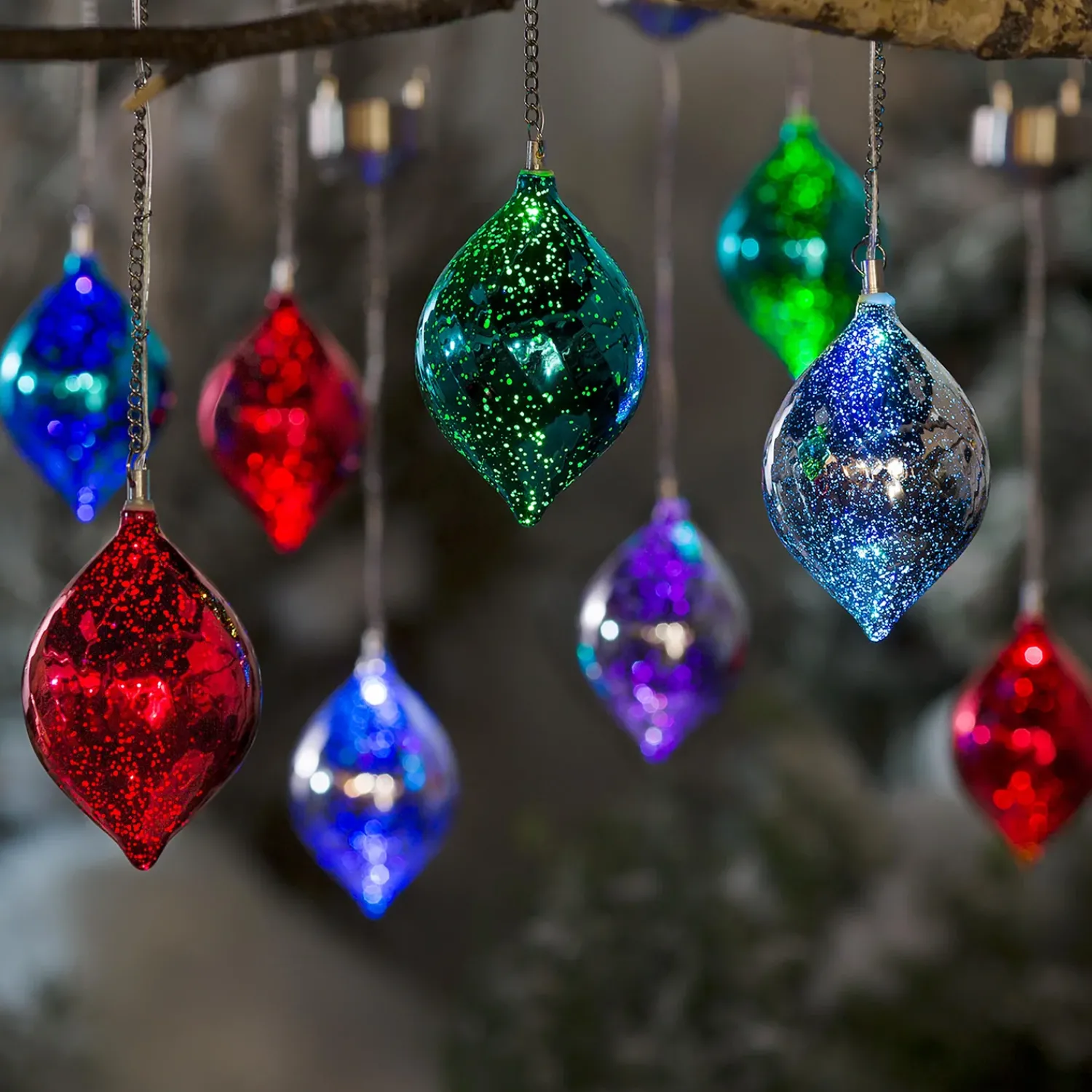 Plow & Hearth Garden Path Lighting>Color Changing Mercury Glass Solar Ornaments, Set of 3