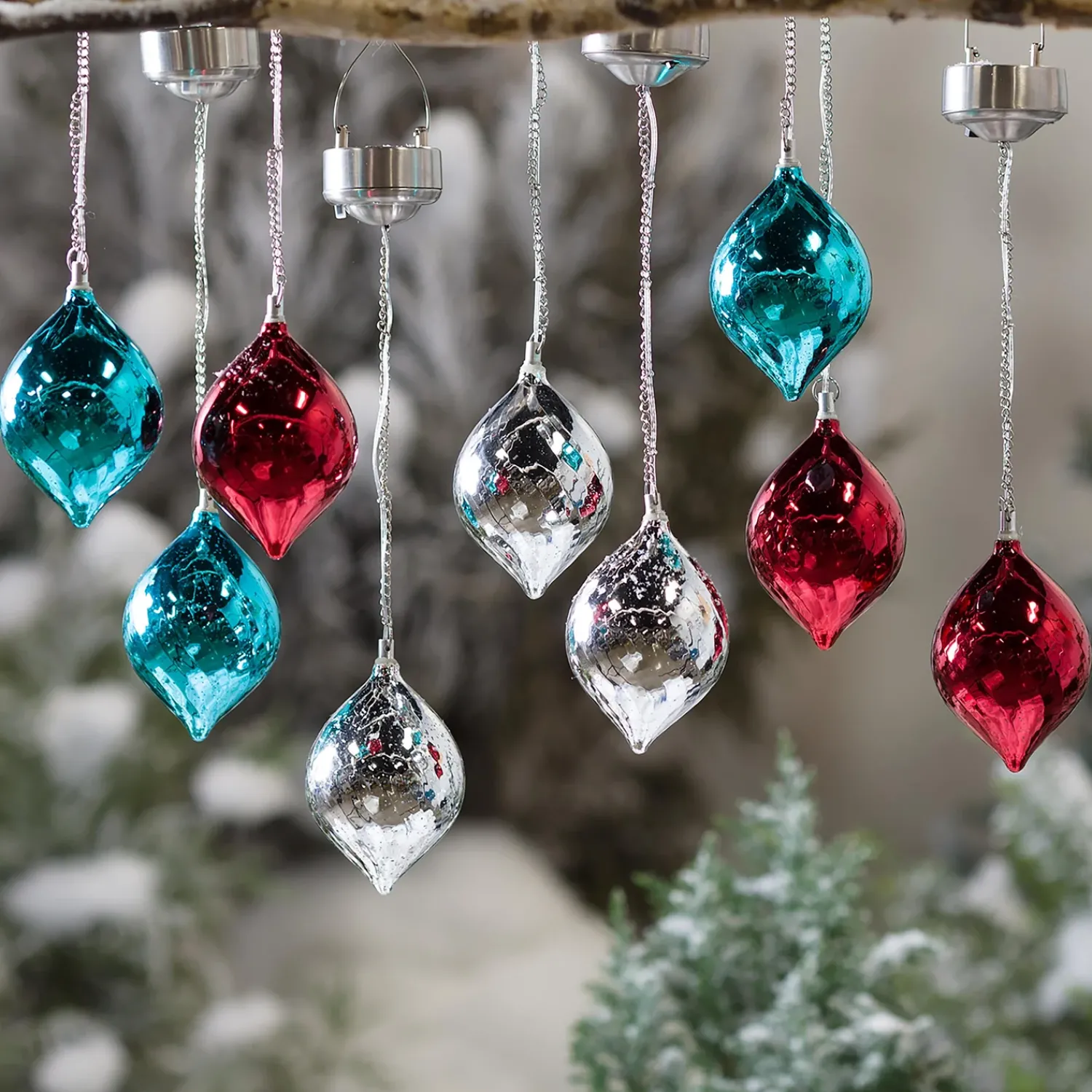 Plow & Hearth Garden Path Lighting>Color Changing Mercury Glass Solar Ornaments, Set of 3