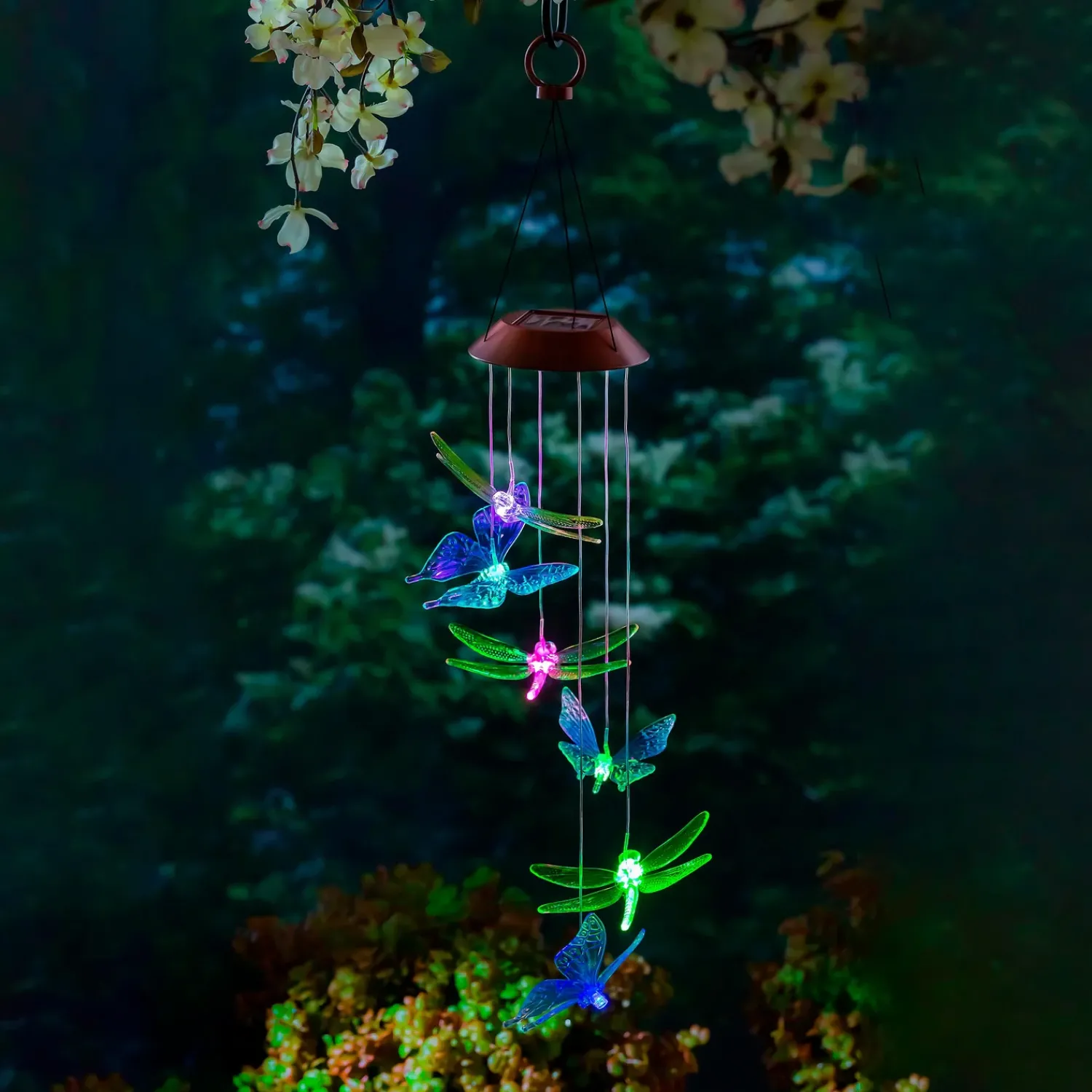 Plow & Hearth Wind Chimes & Mobiles|Solar Accents>Color Changing Solar Mobile, Dragonfly and Butterfly Mixed Icon