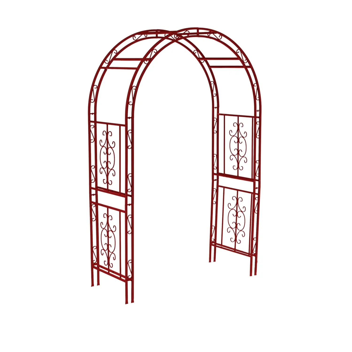 Plow & Hearth Arbors & Trellises>Colored Montebello Scrollwork Metal Garden Arbor, Americana Red