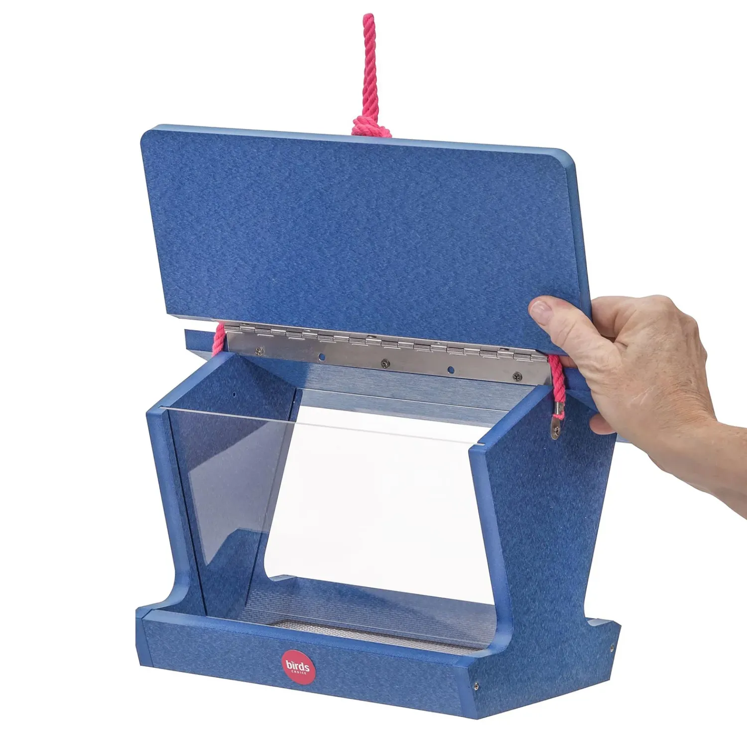 Plow & Hearth Bird Feeders>Colored Recycled Poly-Lumber Hopper-Style Bird Feeder