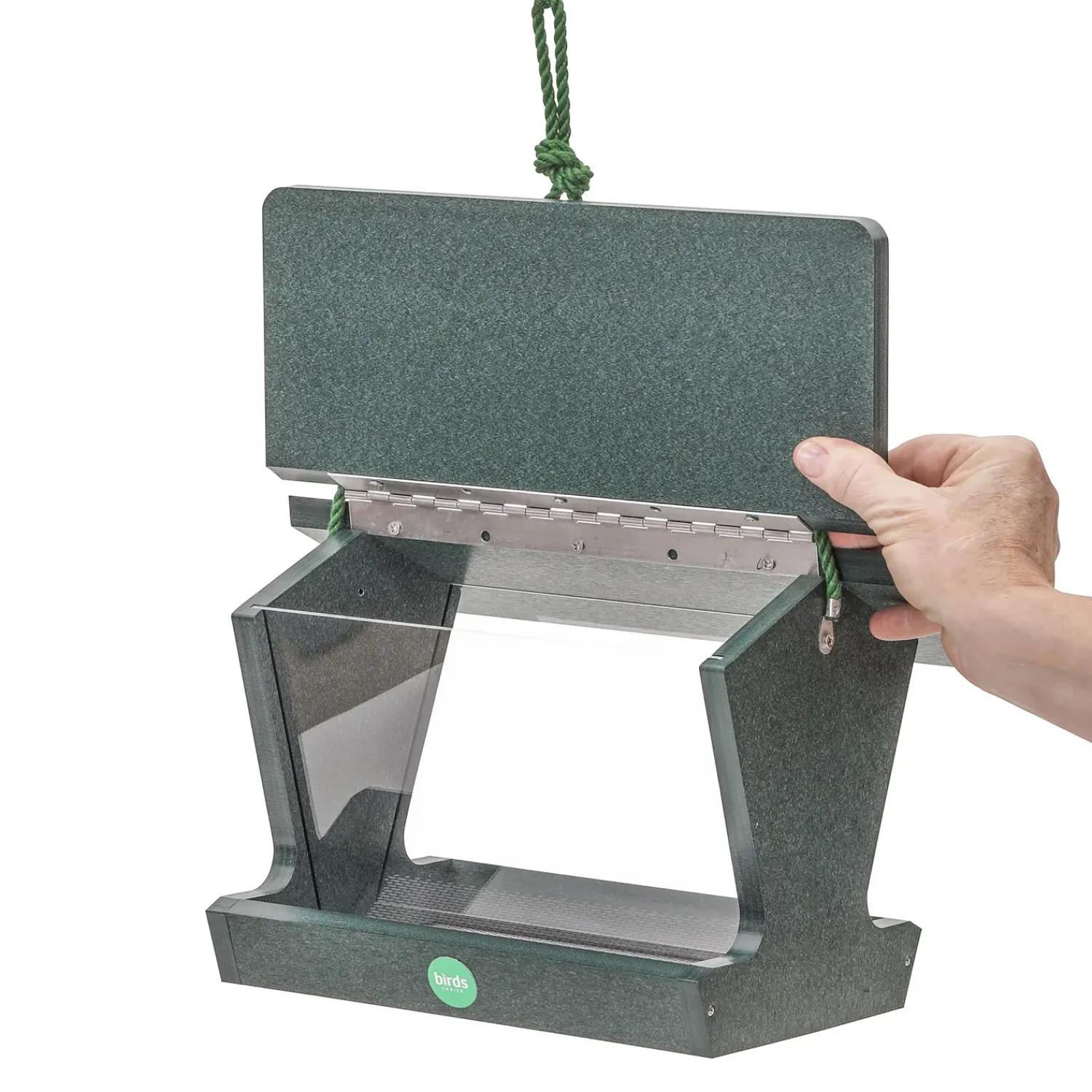 Plow & Hearth Bird Feeders>Colored Recycled Poly-Lumber Hopper-Style Bird Feeder