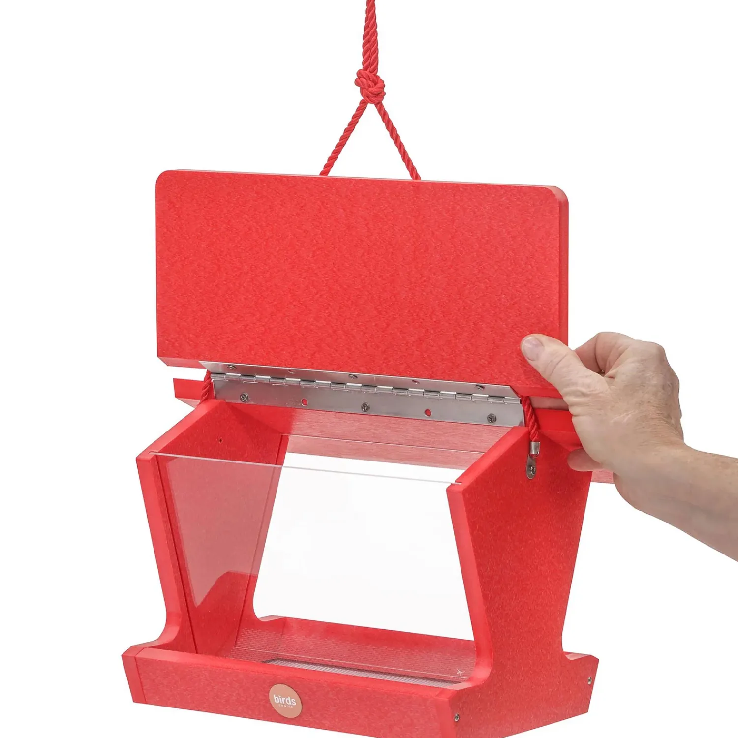 Plow & Hearth Bird Feeders>Colored Recycled Poly-Lumber Hopper-Style Bird Feeder