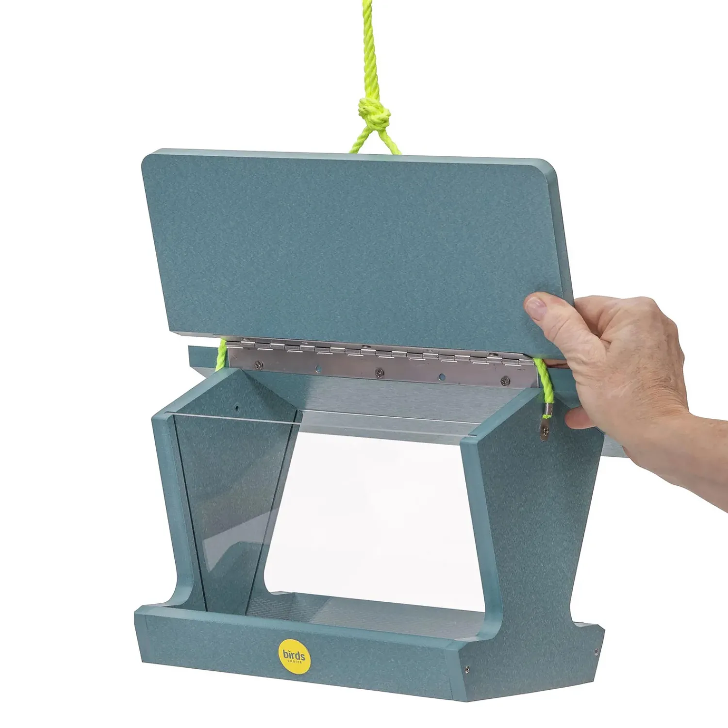 Plow & Hearth Bird Feeders>Colored Recycled Poly-Lumber Hopper-Style Bird Feeder