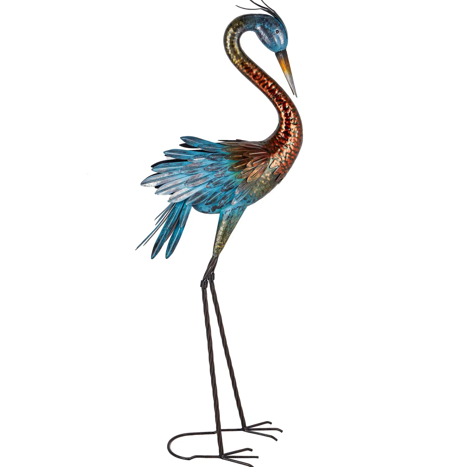 Plow & Hearth Garden Statues>Colorful Crane Metal Garden Statue