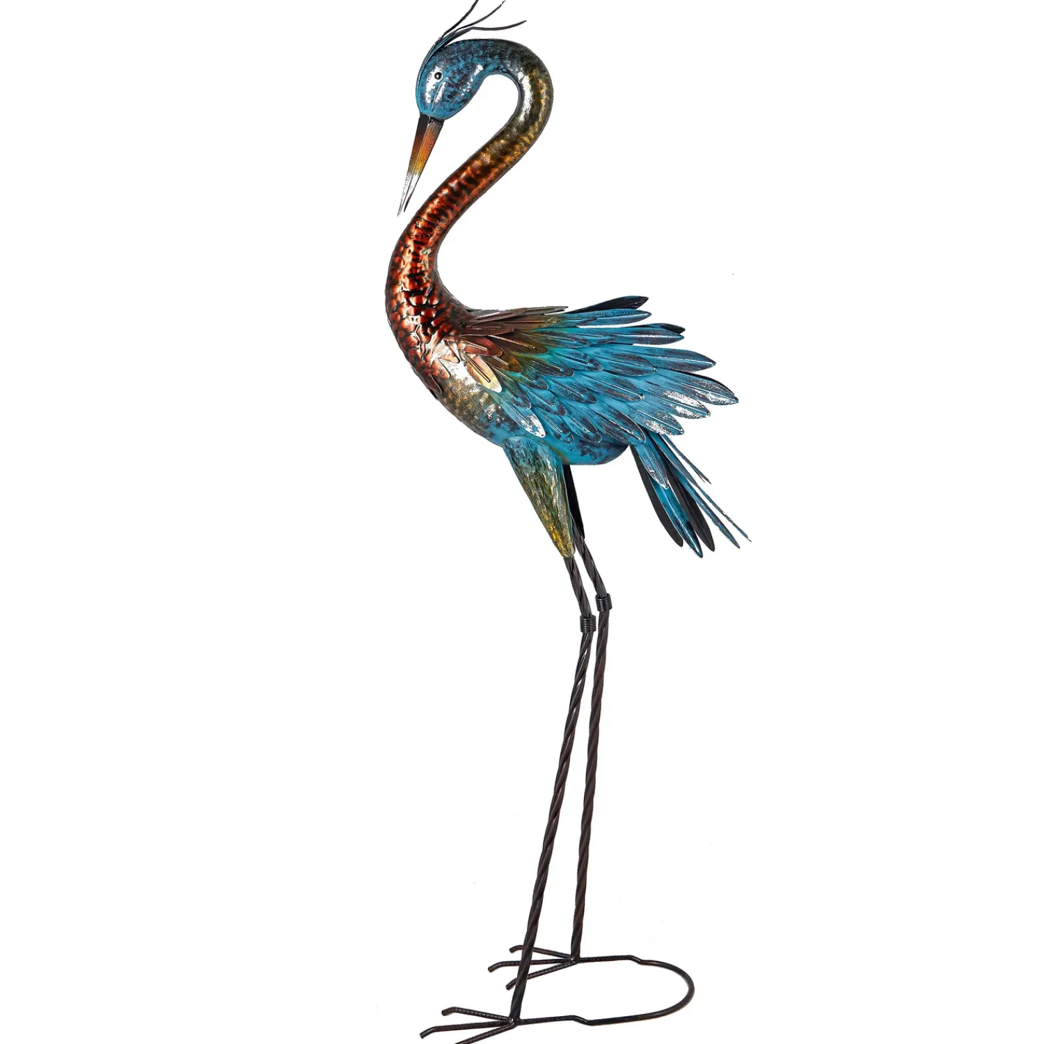 Plow & Hearth Garden Statues>Colorful Crane Metal Garden Statue