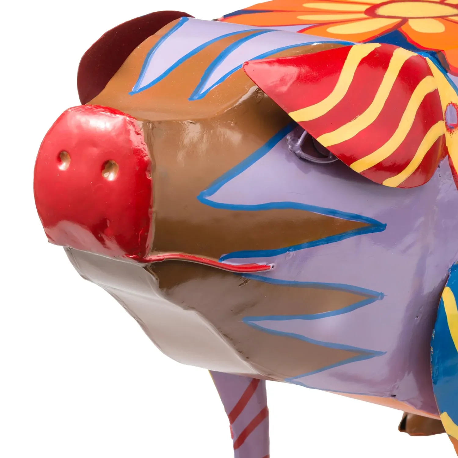 Plow & Hearth Accent Tables|Outdoor Side Tables>Colorful Folk Art Pig Side Table