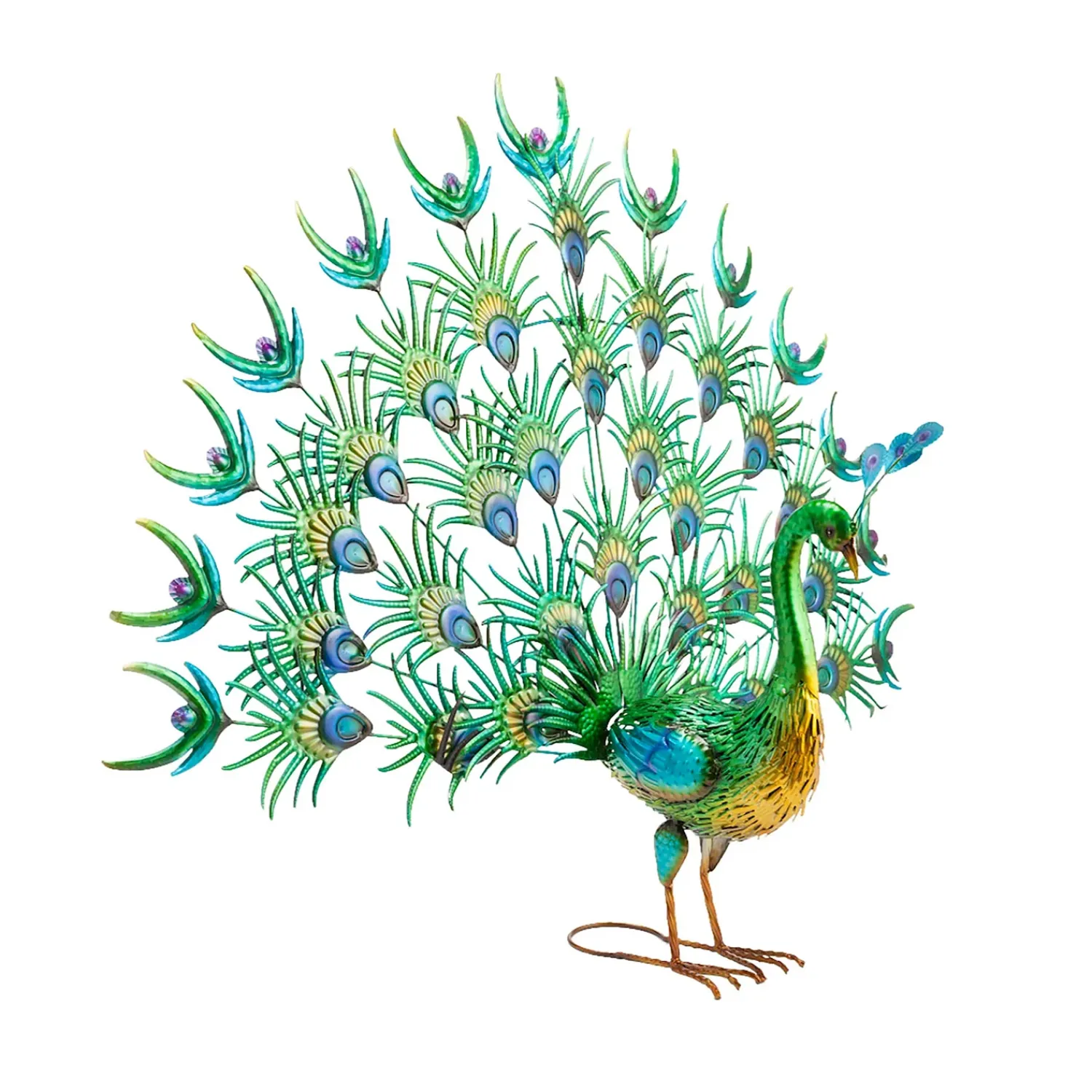 Plow & Hearth Garden Statues>Colorful Metal Indoor/Outdoor Standing Peacock Sculpture